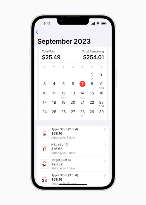 Users can seamlessly view, track, and manage all of their loans in Wallet. They can also choose to see all upcoming payments on a calendar view in Wallet.