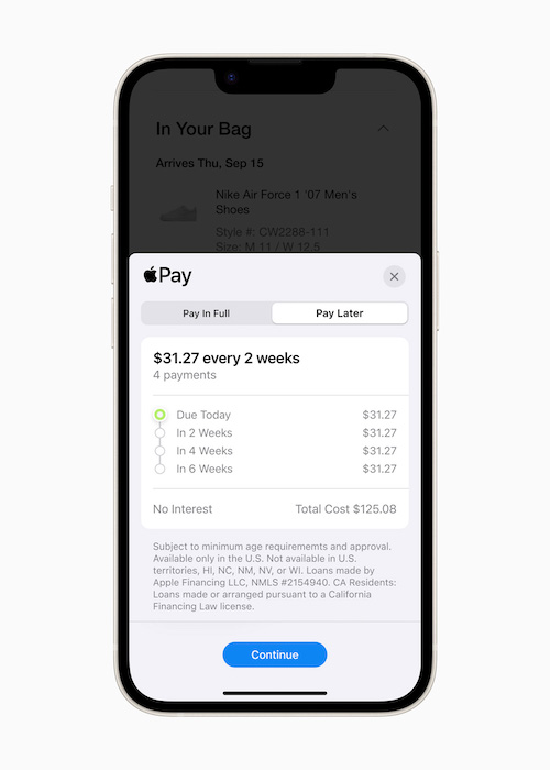 Users can apply for Apple Pay Later loans of $50 to $1,000, which can be used for online and in-app purchases made on iPhone and iPad with merchants that accept Apple Pay.